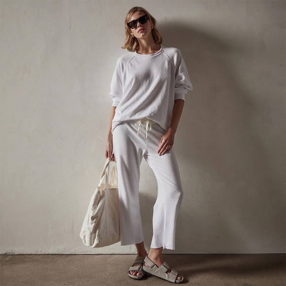 James Perse Vintage French Terry Relaxed Sweatshirt in White | Size 2 - Picture 2 of 11